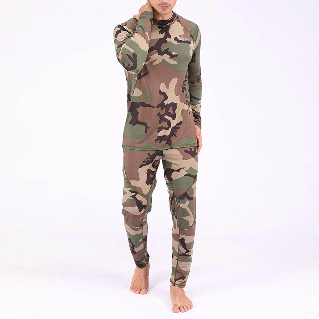 Men'S Camouflage Print Fitness T-Shirt Quick-Drying Tops Trousers Sports Basketball Tights Suit Men'S Outdoor Thermal Underwear