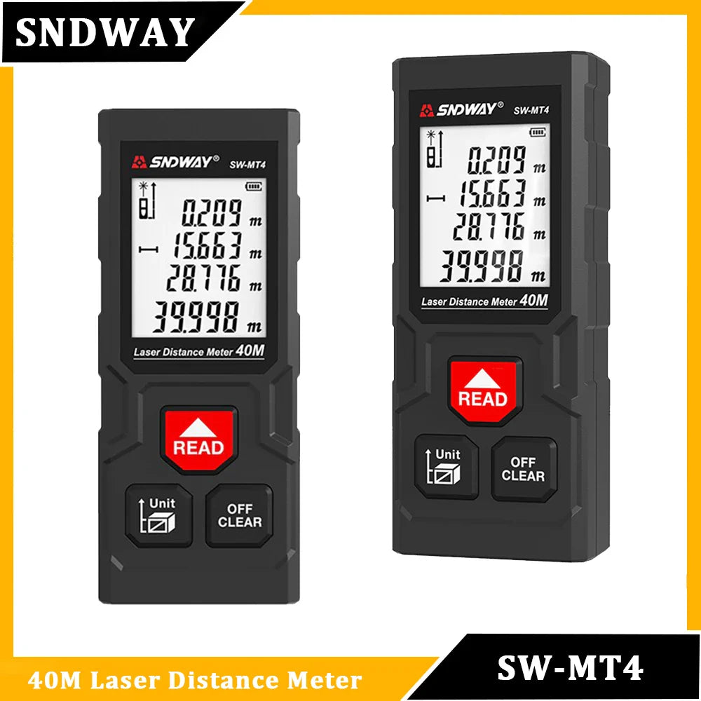 SNDWAY Laser Distance Meter Digital Rangefinder Mini Laser Tape Measure Range Finder Professional M/In/Ft Laser Measuring Meter