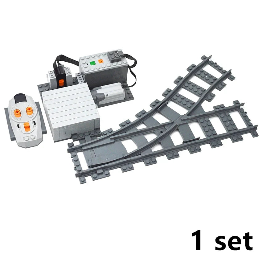 City Trains Track Rail Bricks Model straight curved soft Flexible Switch Uphill Tracks Railway  Building Blocks kids Toys