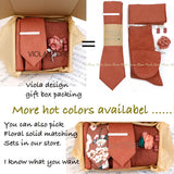 Viola Design 5PCS Gift Box Solid Cotton Sock Tie Sets Clip Pin Cufflinks Hanky Colorful Men Wedding Party Daily Cravat Accessory