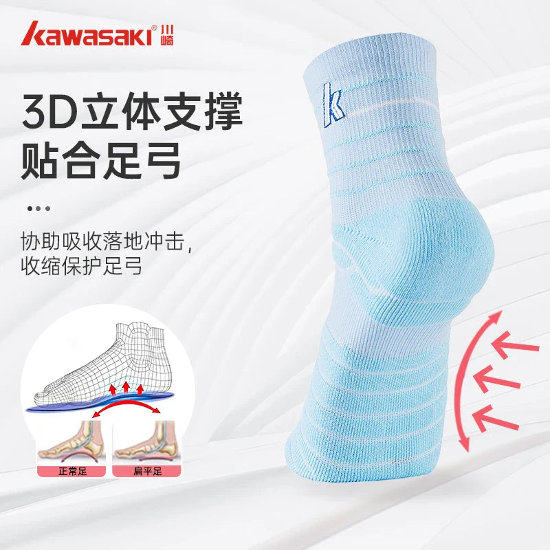 Kawasaki Original A6303 Moisture absorption wear-resistant cotton sports socks For Basketball, football, badminton, cycling