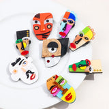 FishSheep Abstract Acrylic Geometric Face Figure Brooches for Women Handmade Big Multicolor Irregular Feature Brooch Pins Gifts