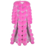 YOLOAgain 2024 Autumn Luxury Real Fox Fur Coat Long Women Genuine Leather Trench Coat Famale Outerwear