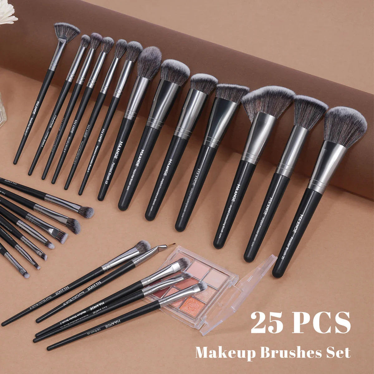 MAANGE Full Makeup Tools Kit 25pcs Foundation Concealer Makeup Brush with 12pcs Soft Cushion Sponge & Triangle Powder Puff