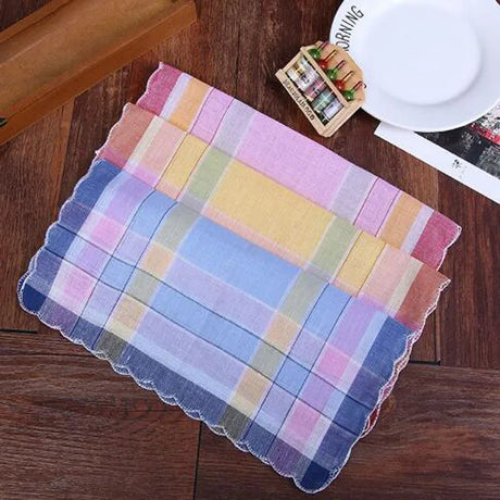 TOP Square Printed Handkerchief Men Women Cotton Handkerchiefs stripe Pocket Towel New Year Wedding Party Christmas Gift 10PCS