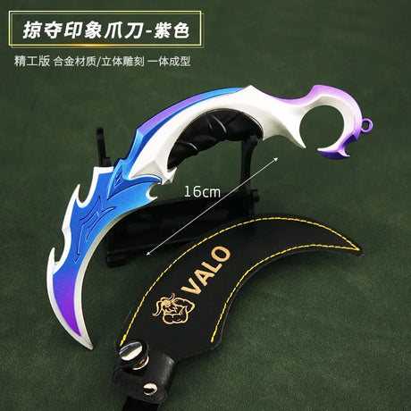 16CM Valorant Game Peripheral Shadow Sect Claw Blade with Leather Sheath Full Metal Replica Miniature Fantasy Figurine Ornaments