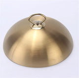 high grade Stainless steel plate cover round gold steak lid western style food no magnet pan lid Korean barbecue BBQ pot cover