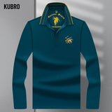 KUBRO Men's High Quality Embroidery Brand Plaid Long Sleeve Polo Shirt New 2023 Winter Korean Version Slim Fit Fashion Polo Top