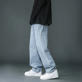 2023 New Brand Spring Men Korean Fashion Blue Pink White Jeans Streetwear Hip Hop Baggy Denim Trousers Straight Wide Leg Pants