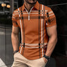 2024 Summer Men's Quick Sell Amazon Men's Printed Checked Striped POLO Shirt with lapel Zip Sport Breathable polo shirt