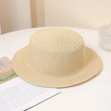 Summer Fashion Versatile Men's Women's Straw Hat Flat Top Fashion Sunscreen Foldable Fedora Beach Tourism Straw Hat Children