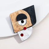 FishSheep Abstract Acrylic Geometric Face Figure Brooches for Women Handmade Big Multicolor Irregular Feature Brooch Pins Gifts