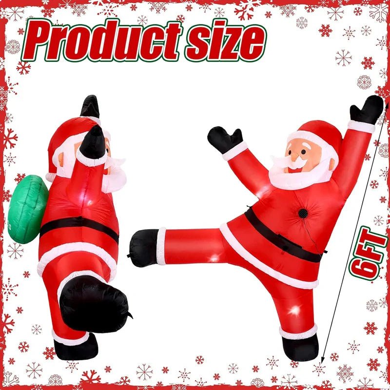 6 FT Tall Christmas Inflatable Hanging Santa Santa with Gift Bag Decorations Blow Up Climbing Santa with LED Lights Outdoor Toys