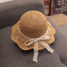 Fashion Baby Petal Brim Straw Woven Hat Sun Protection Lace Cap Kids Girls Princess Collapsible Beach Cute Infant Bucket Hats