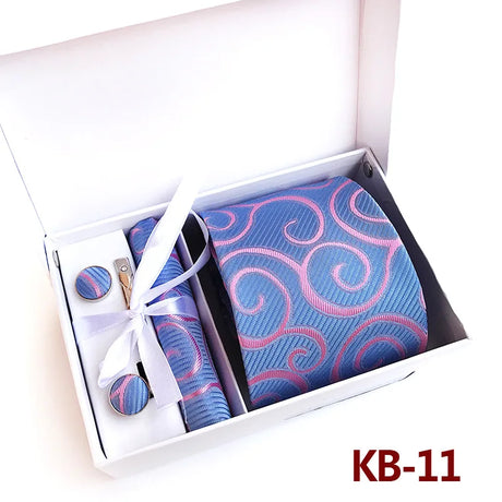 Luxury Tie Set Gift Box For Men Paisley Floral Silk Neck Tie Pocket Squares Cufflinks Tie clips Set Formal Wedding Party Ties