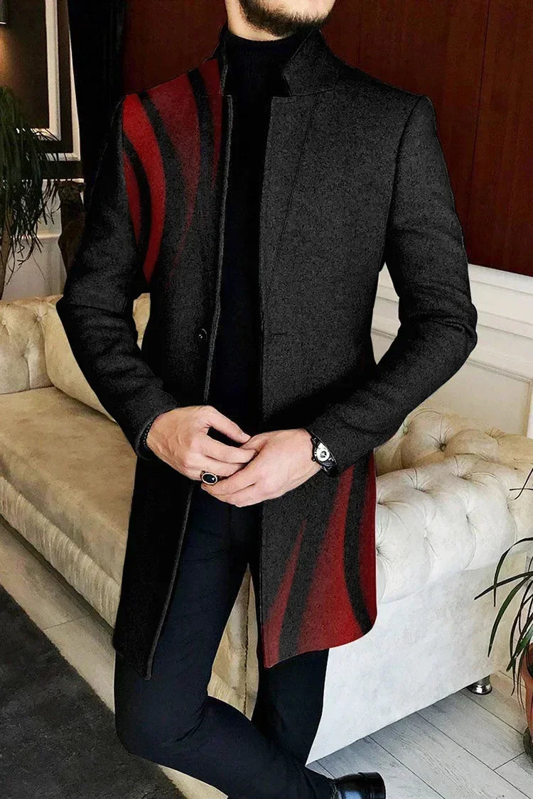 2023 European Autumn and Winter New Men's Woolen St Neck Mid length Coat Popular Windproof Warm Jacket men jacket  trench coat