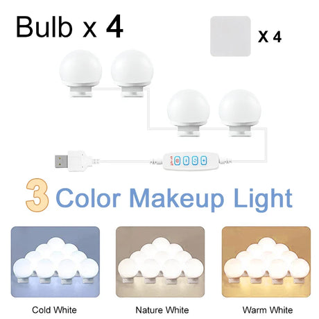 LED Detachable Bulbs Professional Makeup Mirror Lamp USB Power Cosmetic Mirror Light Hollywood Dressing Table Vanity Lights