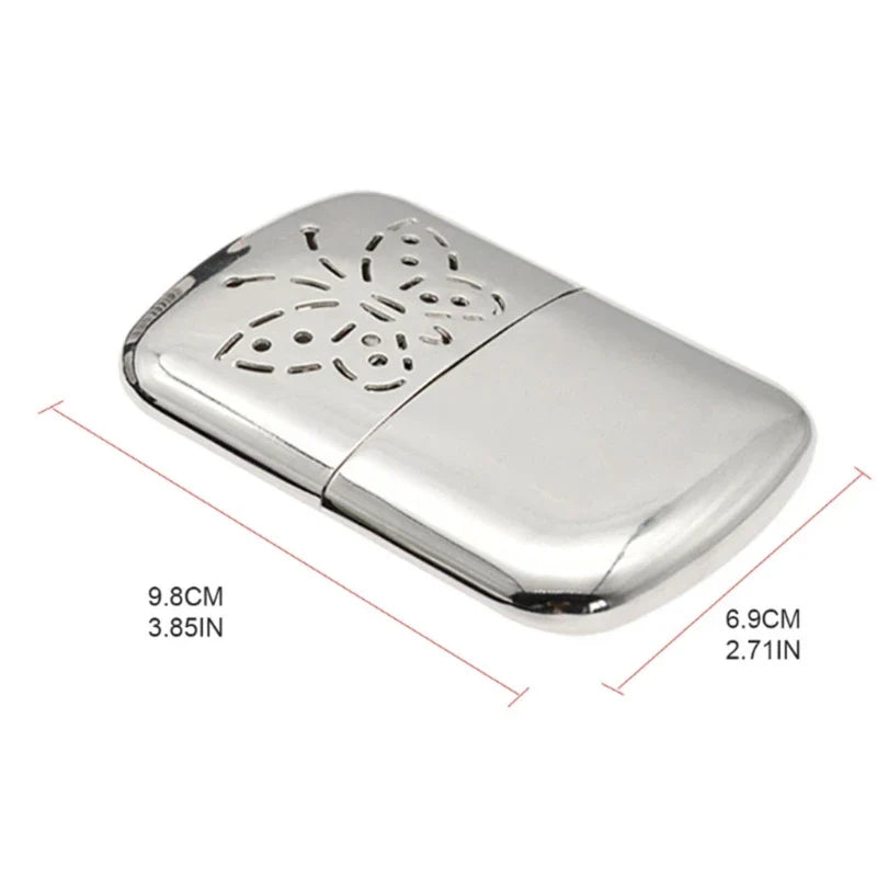 2pcs Zinc Alloy Pocket Hand Warmer Outdoor Small Handy Warmer Heater Handy Ultralight Heater for Hiking Fishing Portable