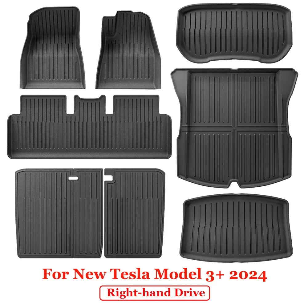 For 2024 New Tesla Model 3 Highland Floor Mats TPE All Weather Front Rear Cargo Liner Mat, Waterproof Anti-Slip Mats Accessories