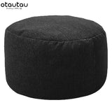 OTAUTAU Round Stool D30cm*H20cm Linen Bean Bag Ottoman with Filling Beanbag Pouf Footstool Tatami Futon Puff JD001