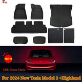 For 2024 New Tesla Model 3 Highland Floor Mats XPE All Weather Front Rear Cargo Liner Mat, Waterproof Anti-Slip Mats Accessories