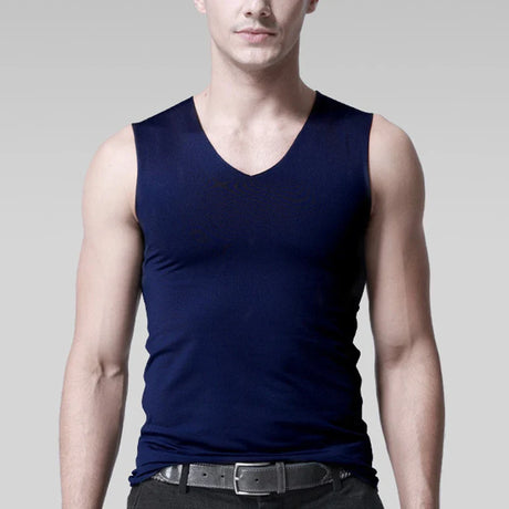 Ice Silk Seamless Men's Vest Loose Sleeveless Sport Bodysuit Vest For Men Plain Color Casual Summer Cotton Tank Undershirts Cool