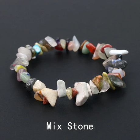 Natural Crystal Gemstone Irregular Energy Stone Bracelet Beads Chips Jewelry Amethys Aquamarine Rose Quartz Bracelets for Women