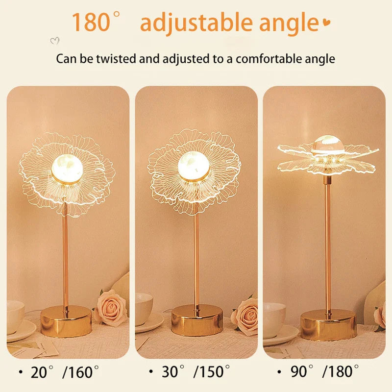 Table Lamp Retro Gold Acrylic Butterfly LED Desk Lamp Hotel Villa Art Decor LED Table Light Living Room Bedside LED Night Lights