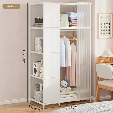 수납장 Clothes Toys Storage Locker,Home Dustproof Wardrobe,Dormitory Steel Frame Reinforced Combination Storage Rack,Simple Cabinet