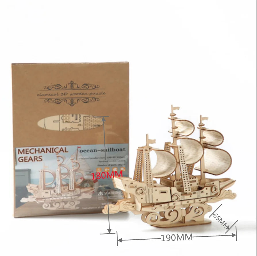 Kinds 3d Wooden Puzzles Jigsaw for Child Assembling DIY Mechanical Models Blocks Toy To Build Boys Motorcycle Air Ship Car Train