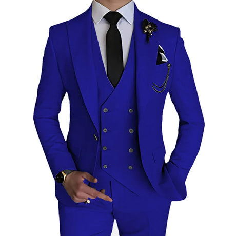 2023 Fashion New Men Leisure Boutique Business Solid Color Wedding Suit Coat Pants Vest 3 Pcs Set Dress Blazers Jacket Trousers