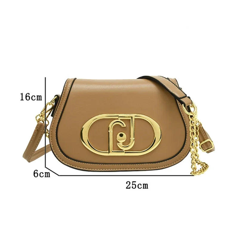 Fashion Saddle Bags Shoulder Bags For Women New Trendy Spring Handbags Metal Chain Cross Body Bags Solid Color Flap Handbags