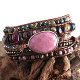 RH Fashion Handma Bohemian Jewelry Boho Bracelet Mixed Natural Stones Charm 5 Strands Wrap Bracelets Gift DropShipping