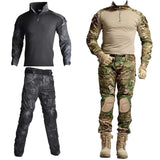 US Army Tactical Pants Military Uniform Airsoft Paintball Camouflage Combat Shirts Rapid Assault Long Sleeve Shirt Pants +Pads