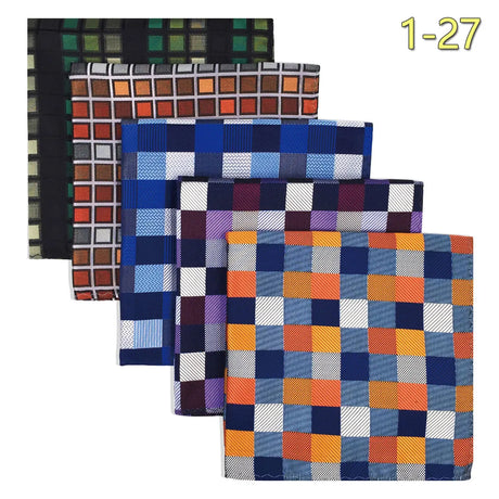 5 Pieces Assorted Mens Pocket Square Silk Handkerchief Set Colorful Large Accessories Gift Party