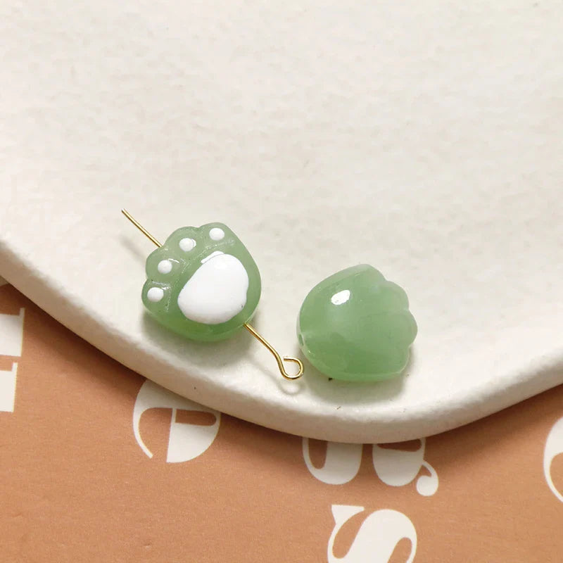 10pcs Cartoon Jelly Color Drop Oil Cat Claw Bead Straight Hole Glass Beads For Diy Earrings Bracelet Pendant Jewelry Accessories