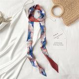 Long Silk Skinny Scarf Women Neck Hair Band Solid Printed Foulard Neckerchief Hairscarf Female Fashion  Handle Ties Ribbon