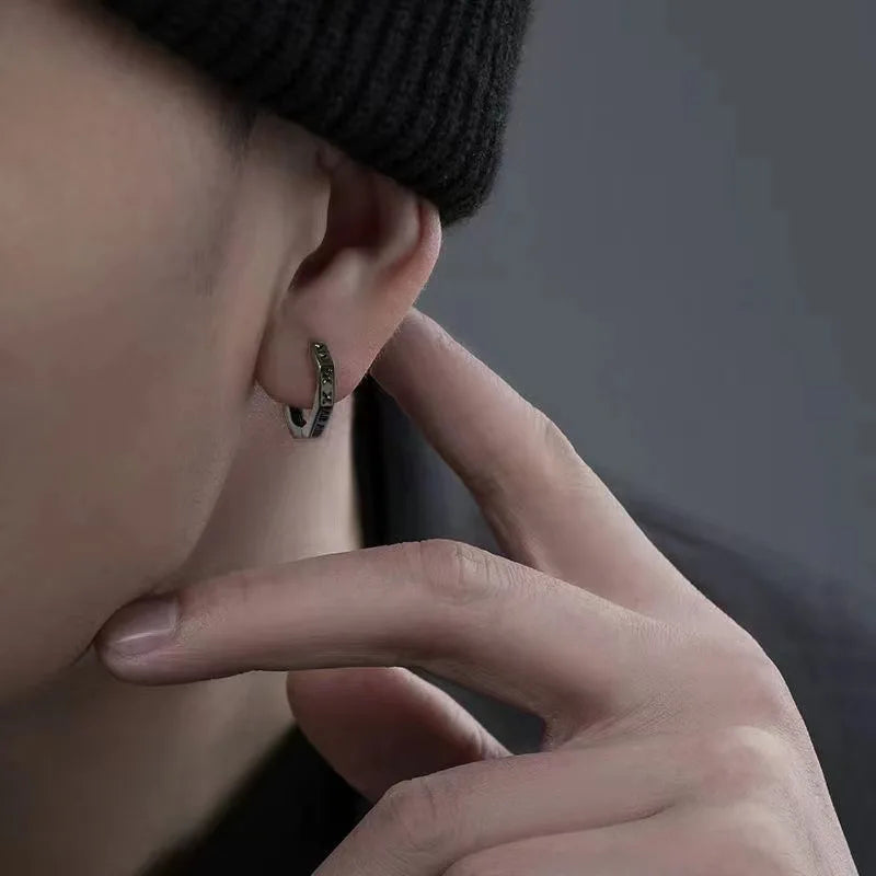 For Men, S925 Silver Needle Earrings For Men And Women, Punk Style Men's Earrings, Fashionable And Trendy Gifts