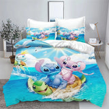 Stitch Bedding Set Cute Printed Cartoon Quilt Cover Duvet Cover Comforter Sets King Size 100% Polyester