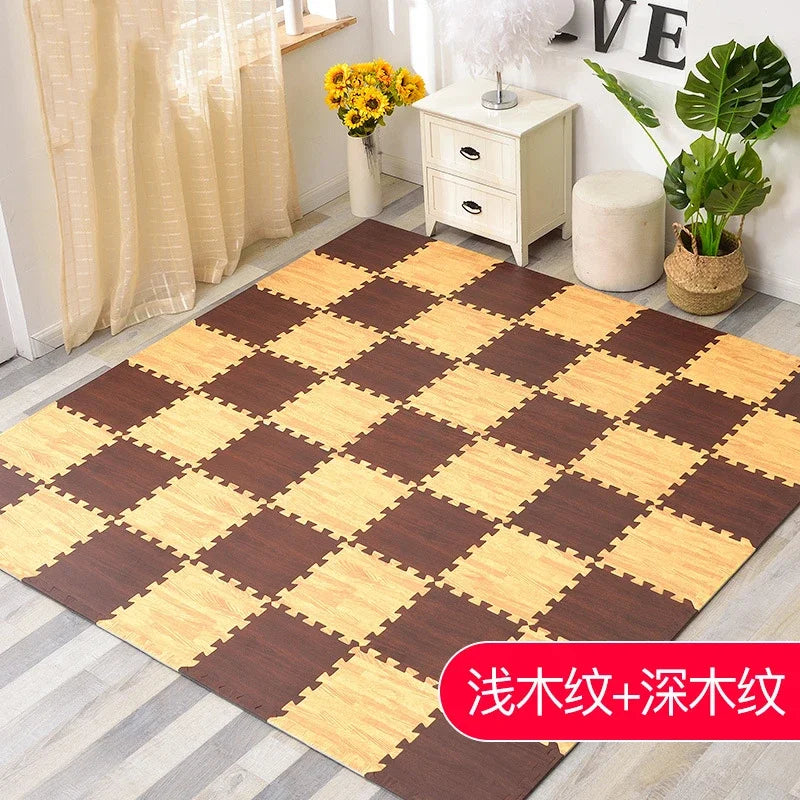 Wooden Interlocking Exercise Tiles Crawling Carpet And Rug for Kids Game Activity Soft Floor Baby EVA Foam Play Gym Puzzle Mats