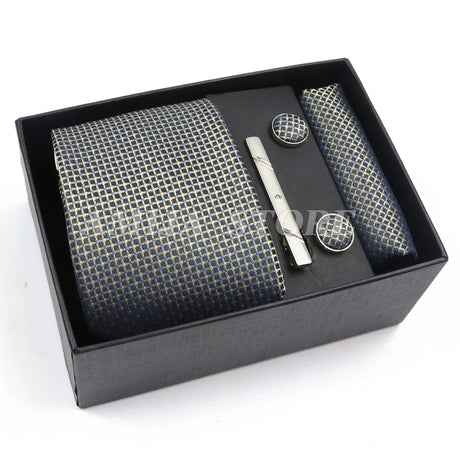 Men's Tie Gift Box With Neckties Handkerchiefs Cufflinks Tie Clips  Plaid Dot 5-Piece sets Group Business Wed Festival Formal Ti