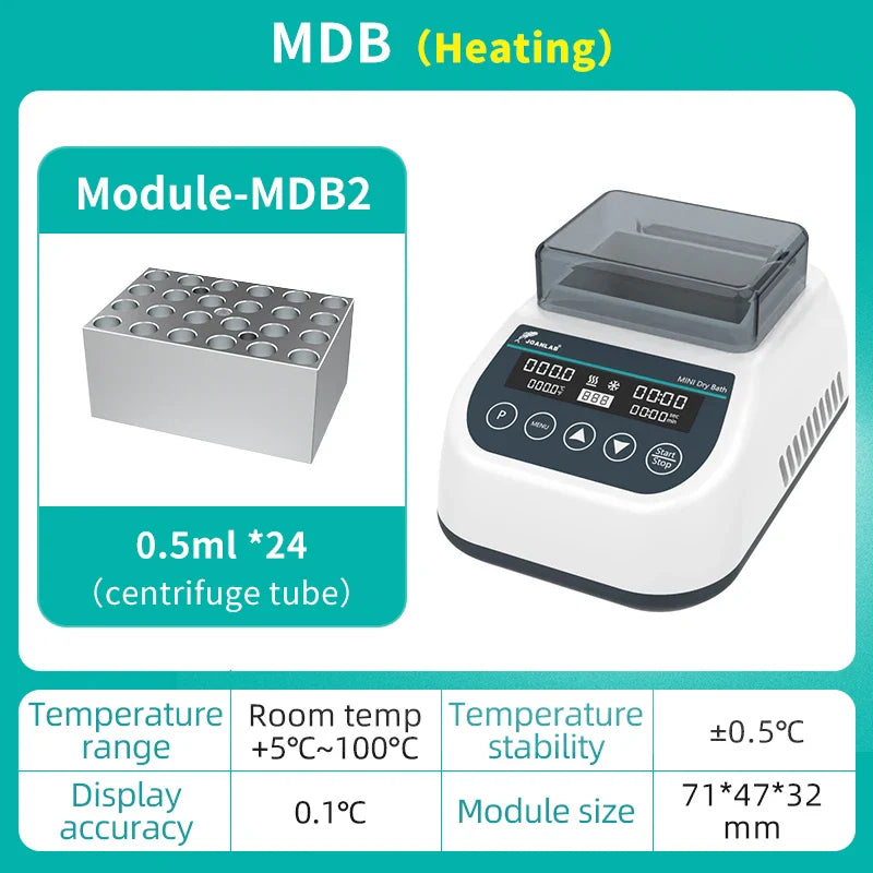 JOANLAB Portable Mini Thermostatic Dry Bath Incubator Lab Heater With Heating Block For 0.2/0.5/1.5/2ml Centrifuge Tube