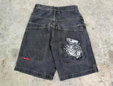 Hip Hop Pocket Baggy Denim Harajuku JNCO Mens Shorts Y2K Gym Shorts Women 2024 New Gothic Basketball Shorts Streetwear