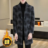 2023 High-end Feel Men Fashion Handsome All Woolen Coat Suit Collar Long Trench Coat Woolen Coat Thick Casual  Winter Jacket Men