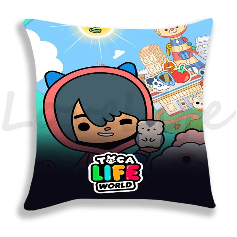 Toca Life World Pillow Case Home Decorative Toca Boca Throw Pillowcase 45*45cm Sofa Cartoon Cushion Covers Zipper Pillow Cover