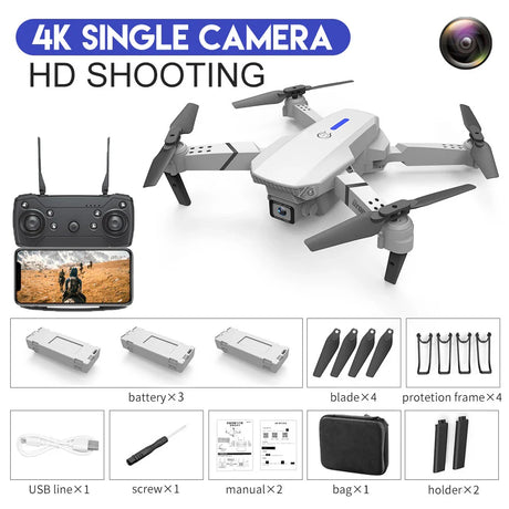 E88 Drone WIFI FPV Wide Angle 4K 1080P HD Camera Height Hold RC Foldable Quadcopter Helicopter Dron Gift Toy