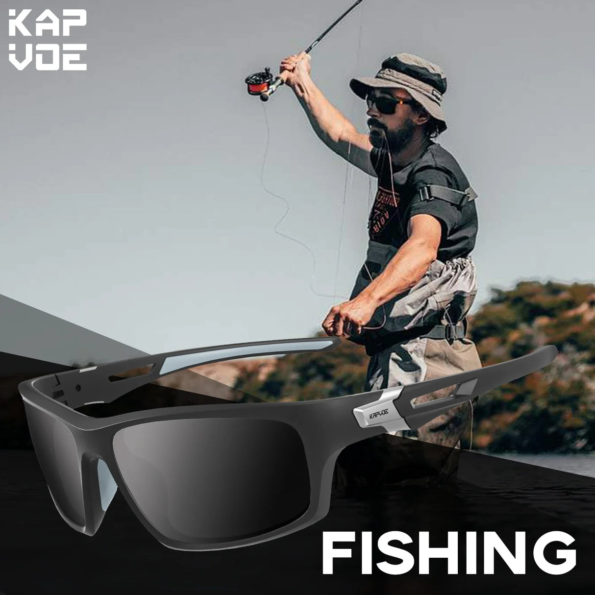 Kapvoe-Sports Polarized Sunglasses for Men Cycling Running Fishing UV400 Golf Sun Glasses Lightweight Outdoor Goggles 2024