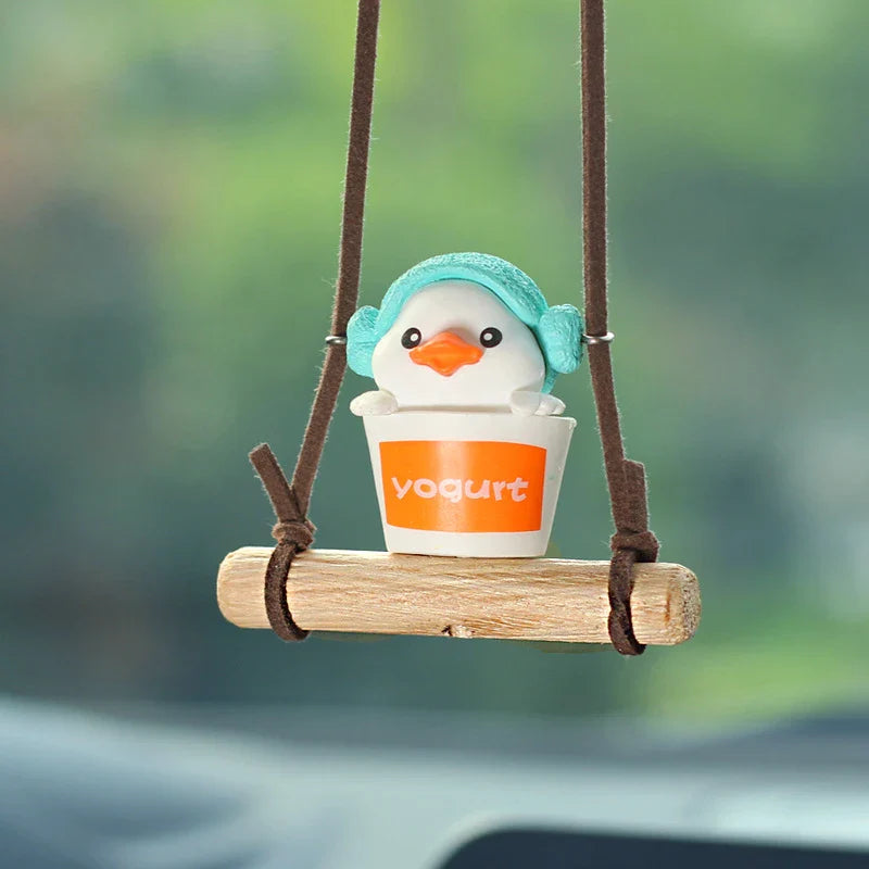 Cartoon Cute animated car accessories Swinging Duck pendant Car rearview mirror ornaments Birthday Gift Couple Accessories Car