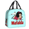 Mafalda Insulated Lunch Bags for Women Argentine Cartoon Quino Comic Portable Cooler Thermal Food Lunch Box Kids School Children