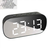 Led Alarm Clock Digital Children Electronic Alarm Clocks Curved Screen Mirror Temperature Clock with Snooze Function Desk Clock